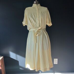 Vintage 70s Leslie Fay Yellow Union Made Dress